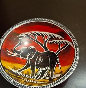 Unique Artistic Handcrafted Elephant Soft Stone Bowl - Red, Black, and Yellow